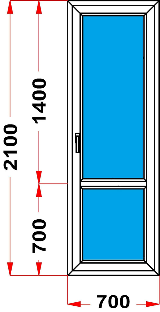Балконная дверь 60 мм (2100 x 700) 53, с поворотной створкой, стеклопакет 3 стекла  #1