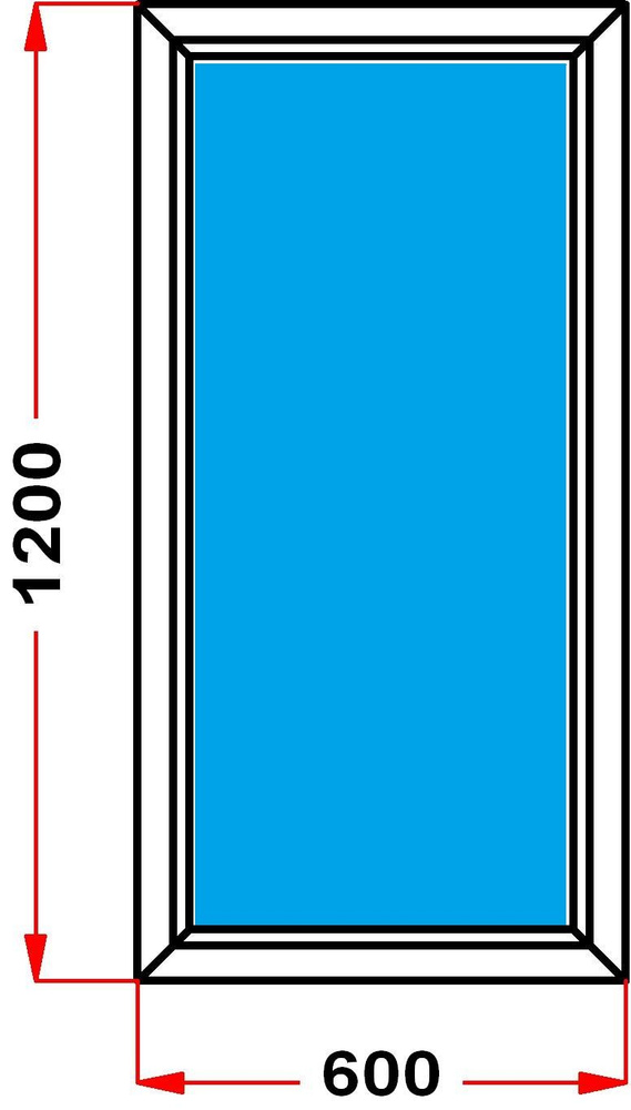 Окно пластиковое, профиль 60 мм (1200 x 600), не открывающееся, стеклопакет 3 стекла  #1