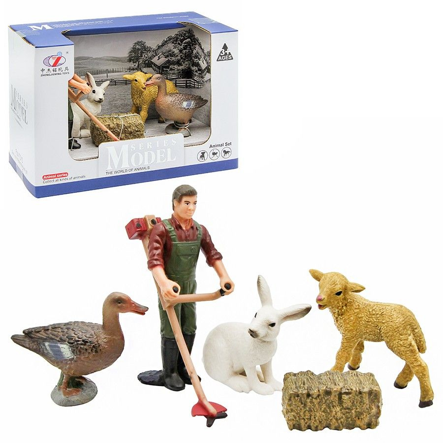 Игровой набор фигурок "Фермер и животные: кролик, овечка и уточка"  #1