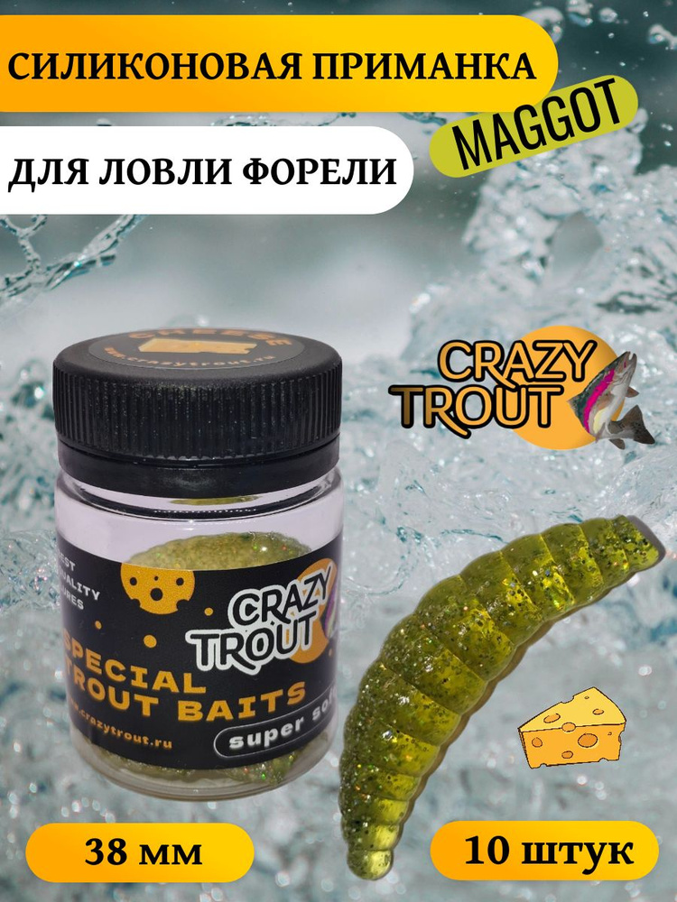 CRAZY TROUT / Силиконовая приманка для ловли форели MAGGOT фиеста  #1