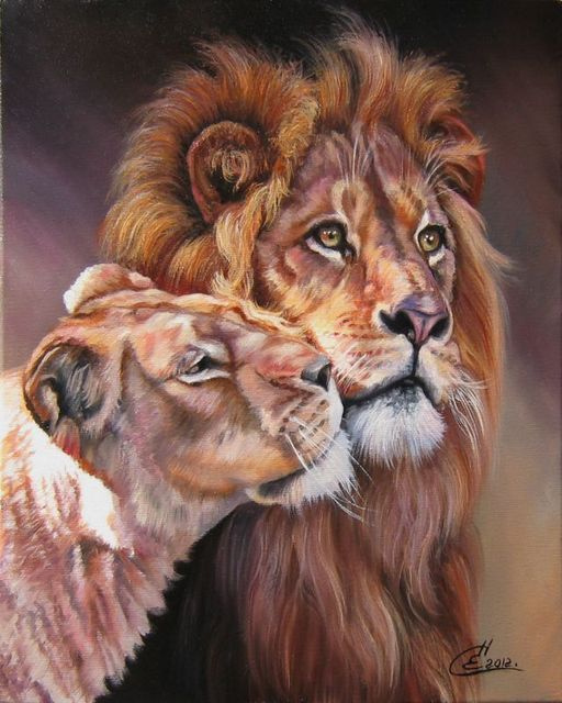 Вышивка крестом набор 40х50 см RADUGA Лев и Львица Животные #1