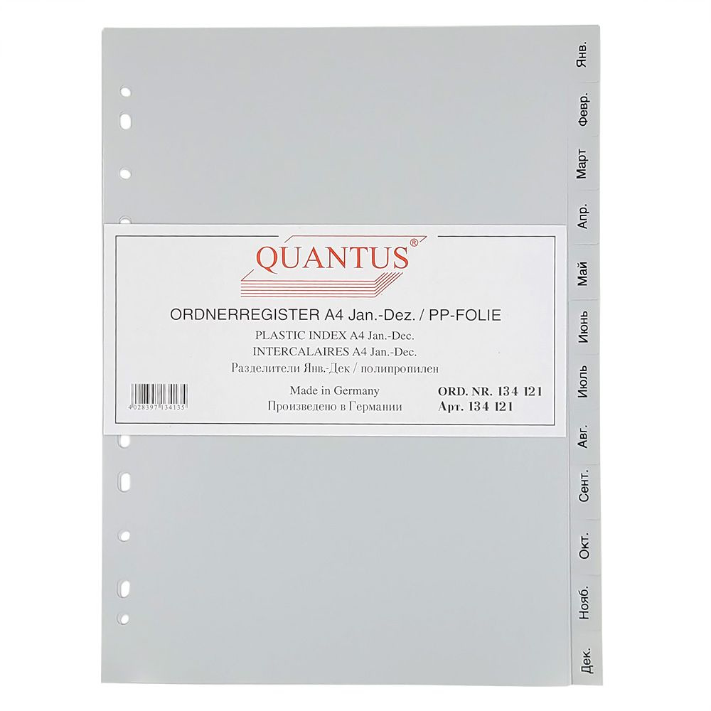 QUANTUS Разделитель для папки A4 (21 × 29.7 см), 1 шт., сортировка: По месяцам  #1