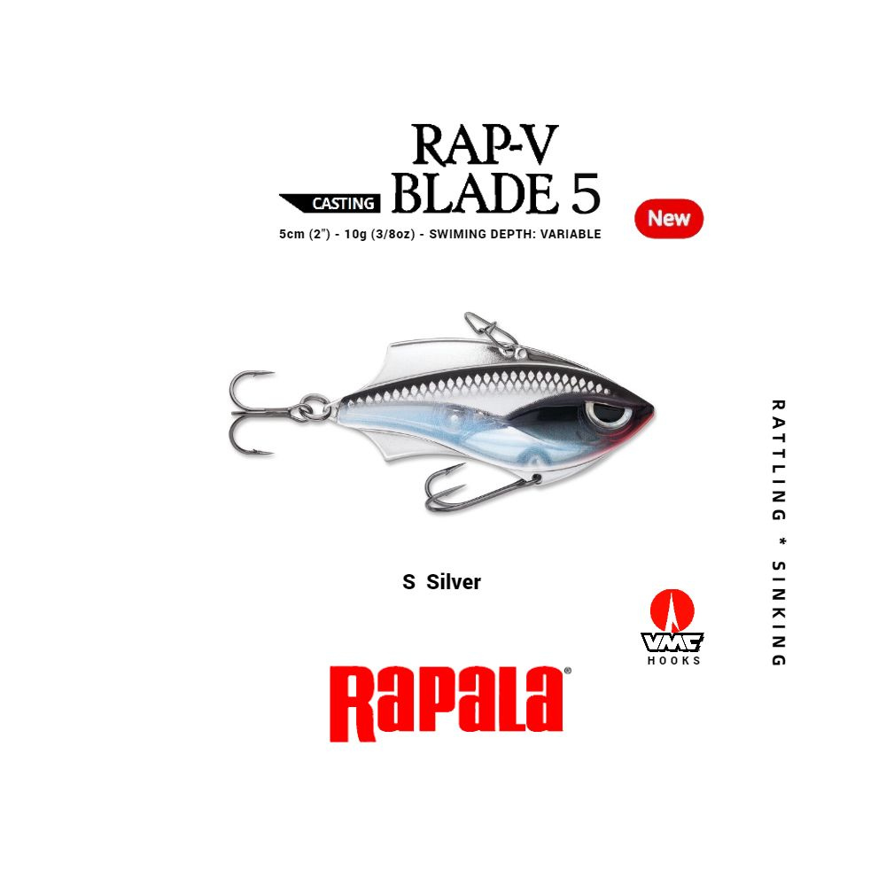 Воблер для рыбалки RAPALA Rap-V Blade 05 цвет ROL на щуку, на судака, на окуня 5см - 10гр для спиннинга #1