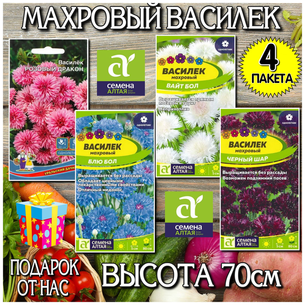 Василек махровый 4 в1 от Семян Алтая! #1