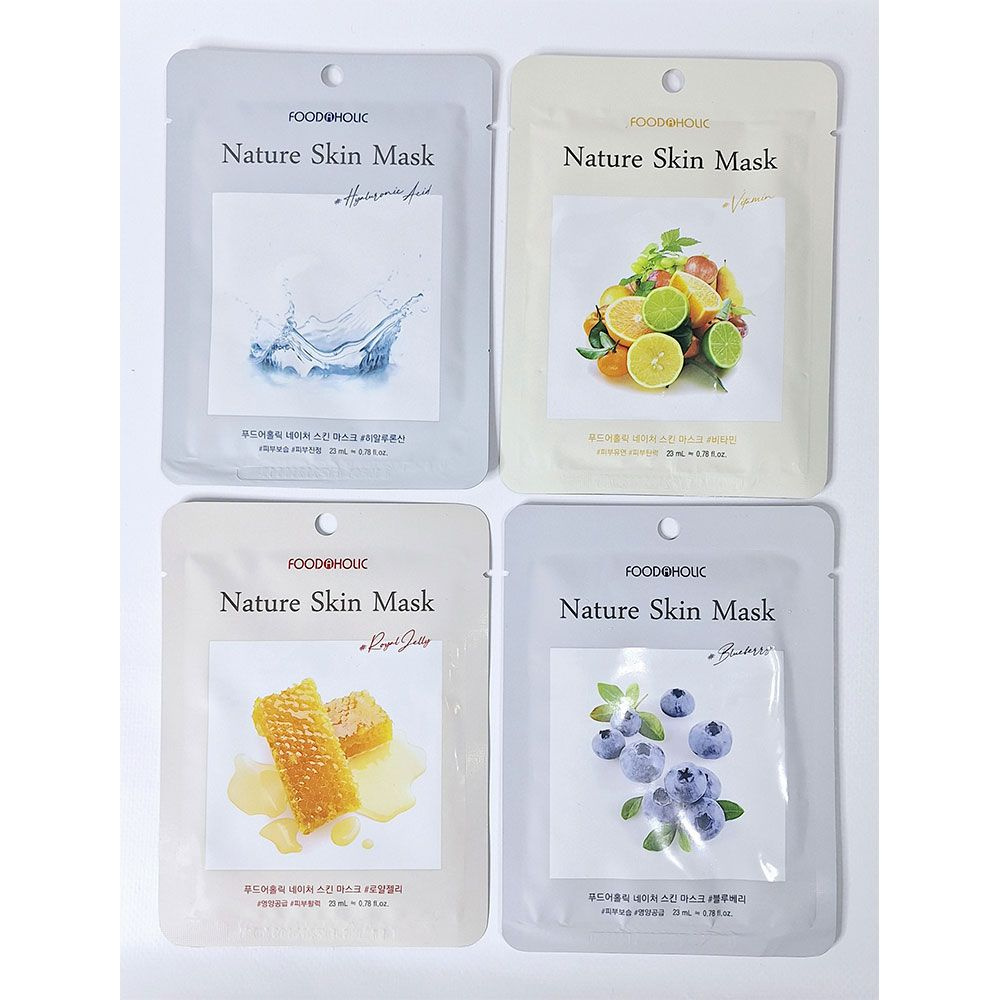 FOODAHOLIC Тканевые маски набор NATURE SKIN MASK Корейские маски для лица 4 штуки  #1