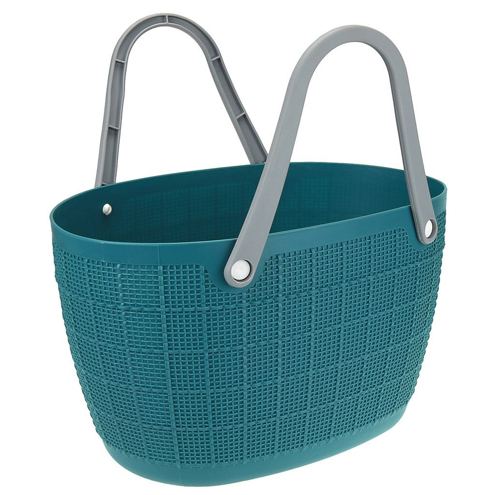 Корзина-сумка Домашняя Мода пластмассовая, 36х 24,5 см, высота 22 см, мягкая, темно-синий, с длинными, #1