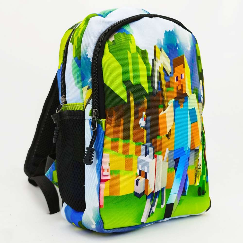 Рюкзак детский Майнкрафт, цвет - салатовый, размер 30 х 24 см / Дошкольный рюкзачок для мальчика и для #1