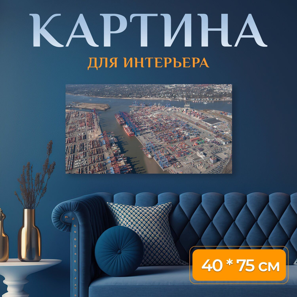 LotsPrints Картина "Город, в воздухе, панорама 25", 75  х 40 см #1