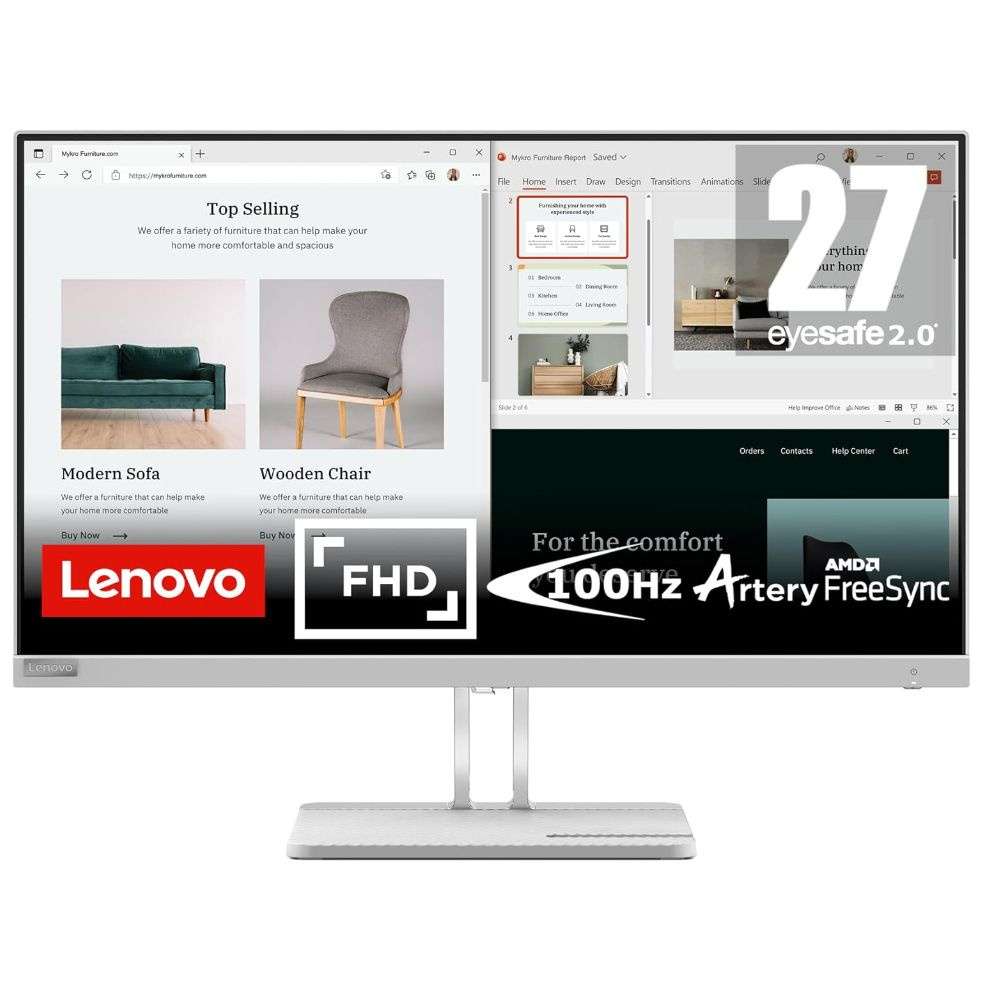 Lenovo 27" Монитор L27e-40 (67ACKAC4EU), светло-серый #1