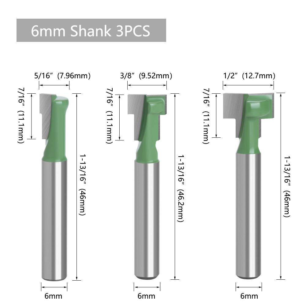 фреза по дереву пазовая т образная хвостовик 6 мм,3шт #1