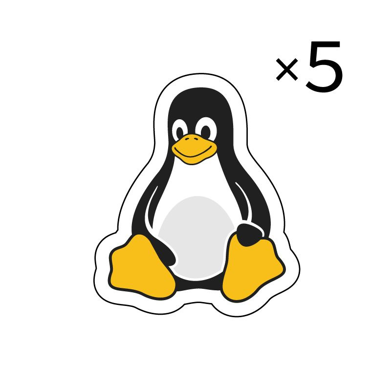 Набор стикеров на ноутбук "Linux/Tux" - 5 шт #1