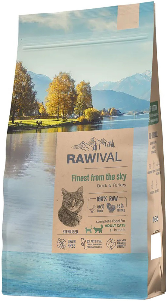 Корм Rawival Finest from the Sky Grain Free для стерилизованных кошек, беззерновой, утка с индейкой, #1