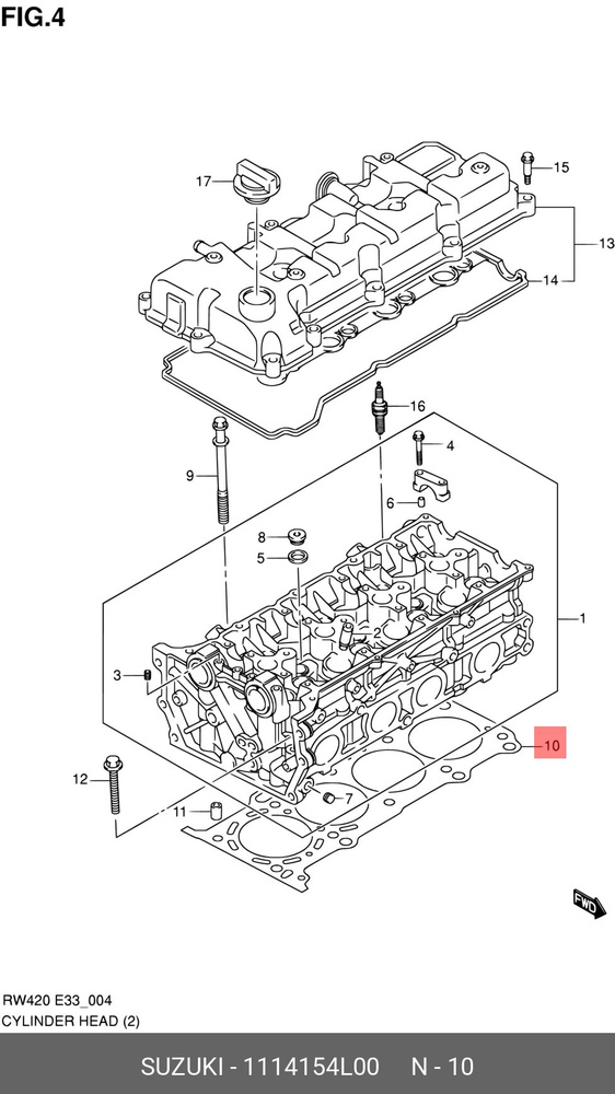 Suzuki Прокладка ГБЦ, арт. 11141-54L00, 1 шт. #1