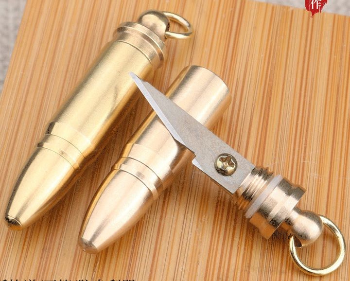 Брелок - пуля для ключей с ножиком, золото #1