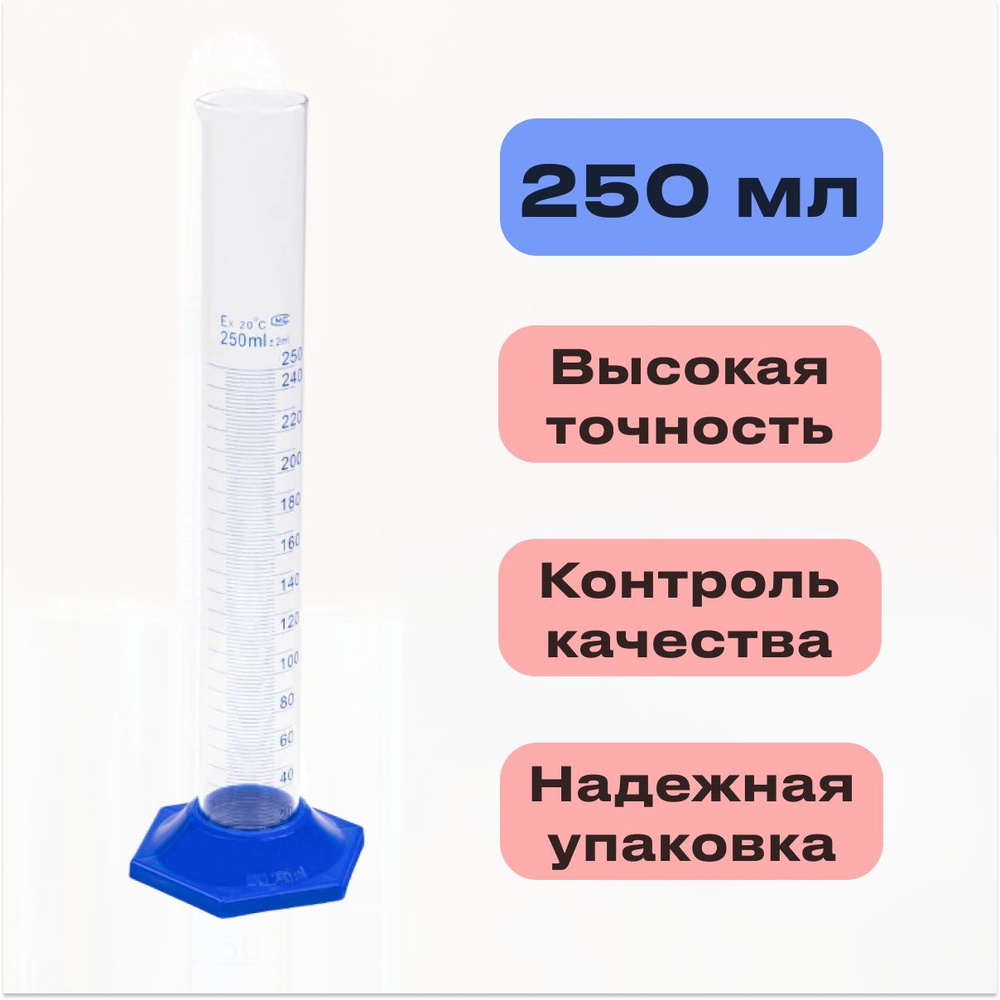 Емкость мерная стеклянная (цилиндр), 250 мл #1