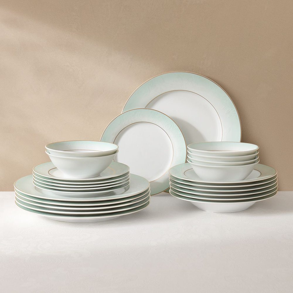 Набор столовой посуды для кухни Jade Elegant, 24 предмета на 6 персон, фарфор  #1