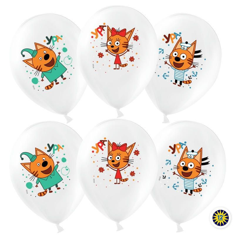 Воздушный шар, шарики (12''/30 см) Три Кота, Белый (200), пастель, 1 ст, 25 шт. набор шаров на праздник #1