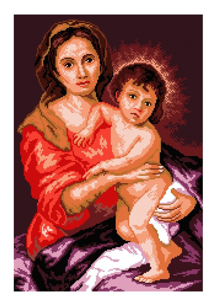 Канва с нанесенным рисунком Матренин Посад "Мадонна с младенцем", для вышивания крестом, 26х39 см  #1