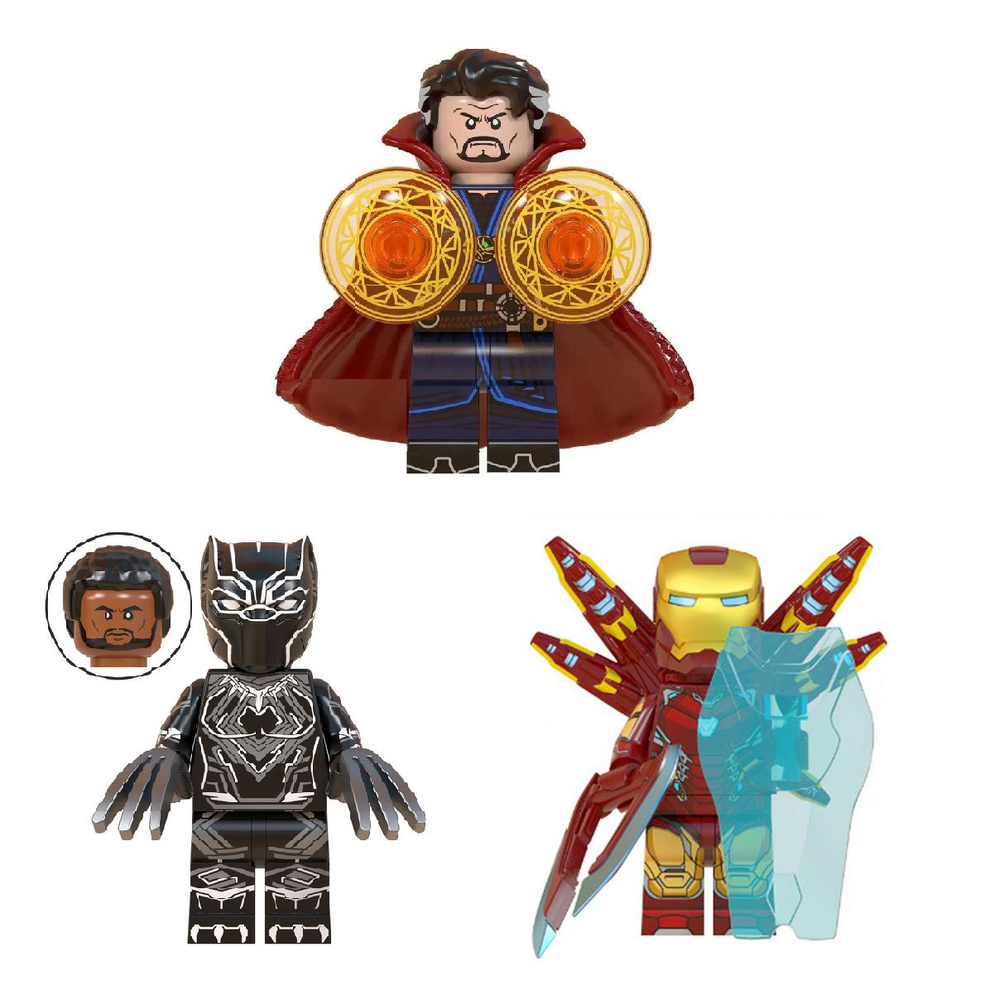 Набор минифигурок Доктор Стрэндж, Железный Человек, Черная Пантера / Iron Man совместимы с конструкторами #1
