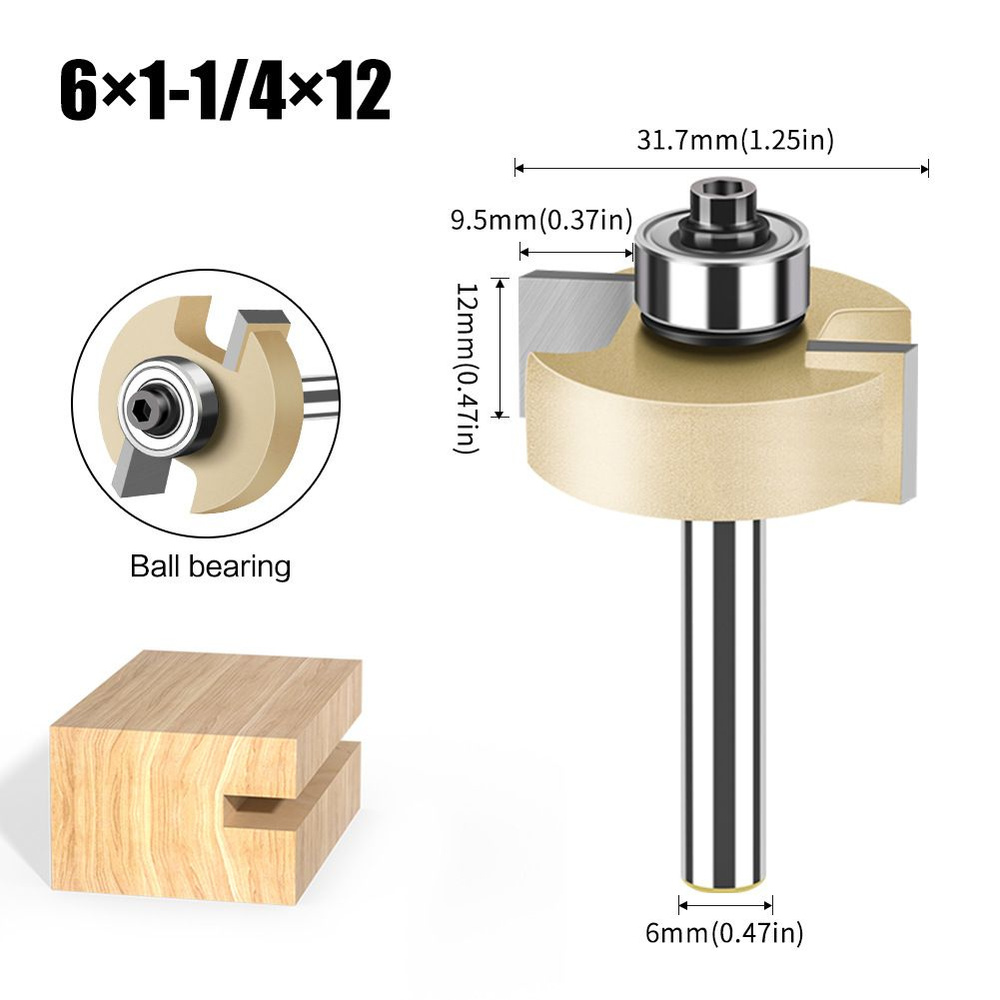 Фреза кромочная фальцевая 31.7 х 12 мм, подшипника 12.7 мм,хвостовик 6 мм  #1