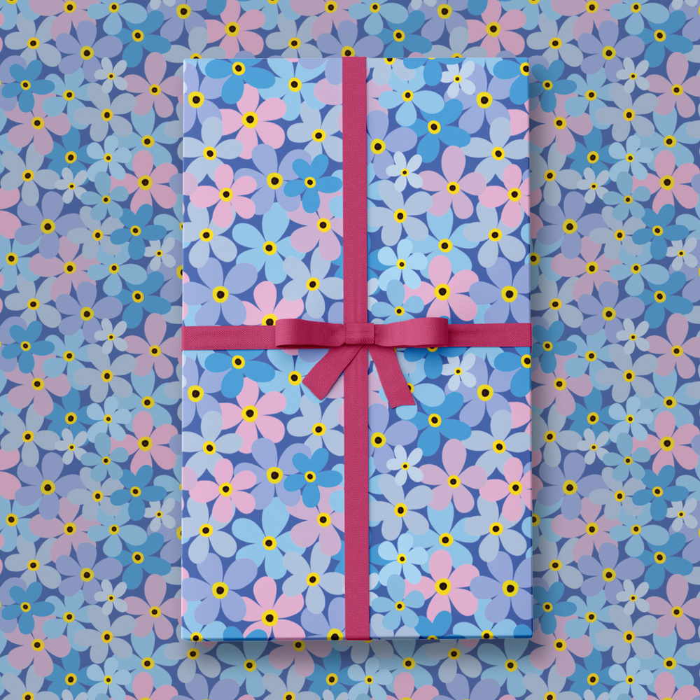 Упаковочная бумага для подарков - Незабудки #1