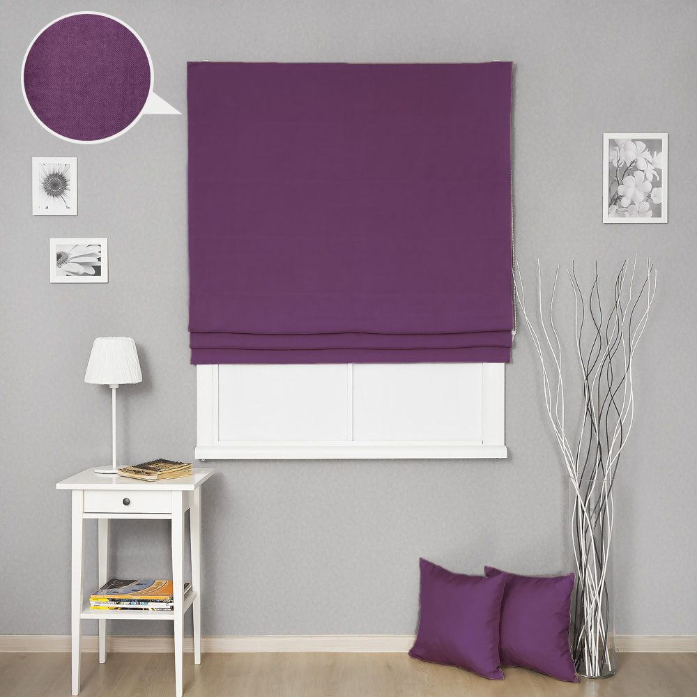 Римская штора Imperial Премиум 190х160 см, цвет темно-фиолетовый 93, Бинар  #1