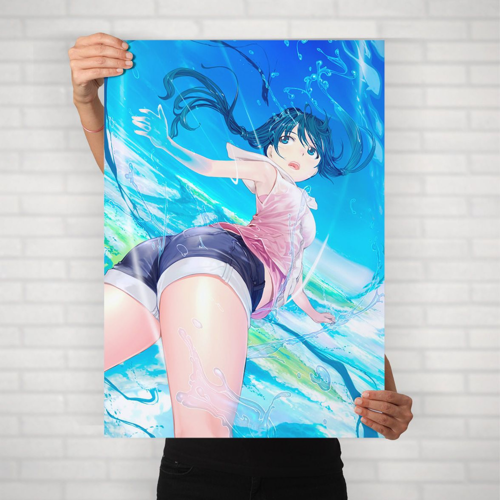 Плакат на стену для интерьера Макото Синкай (Дитя погоды - Хина Амано 5) - Постер по аниме формата А1 #1