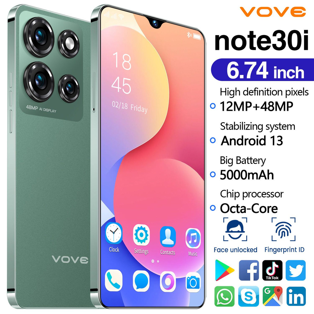 vove Смартфон Note30i-L EU 12/512 ГБ, зеленый #1