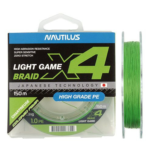 Шнур Nautilus LIGHT GAME BRAID X4 150м Chartreuse # 0.4 (3.6кг) #1