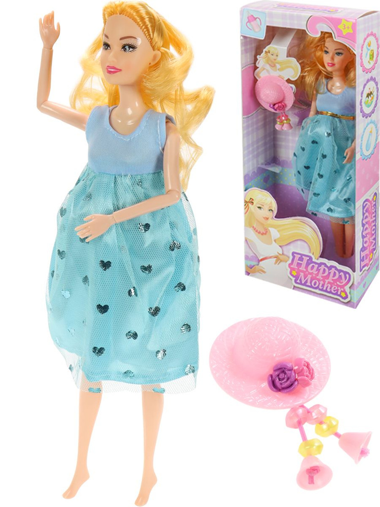 Беременная кукла Барби 29см, в наборе с пупсом и шляпой.Кукла барби для девочки.Подарок ребенку. (Арт. #1