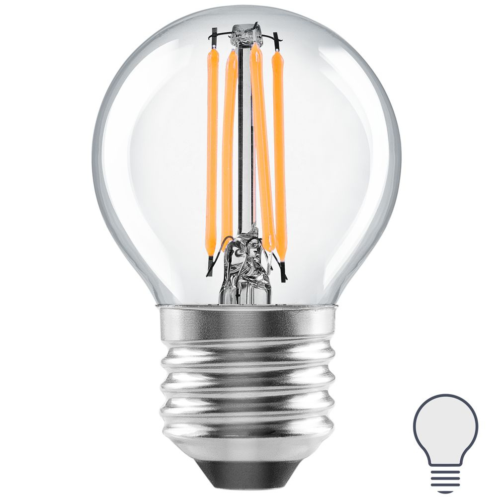 Лампа светодиодная Lexman E27 220-240 В 6 Вт шар прозрачная 800 лм нейтральный белый свет  #1