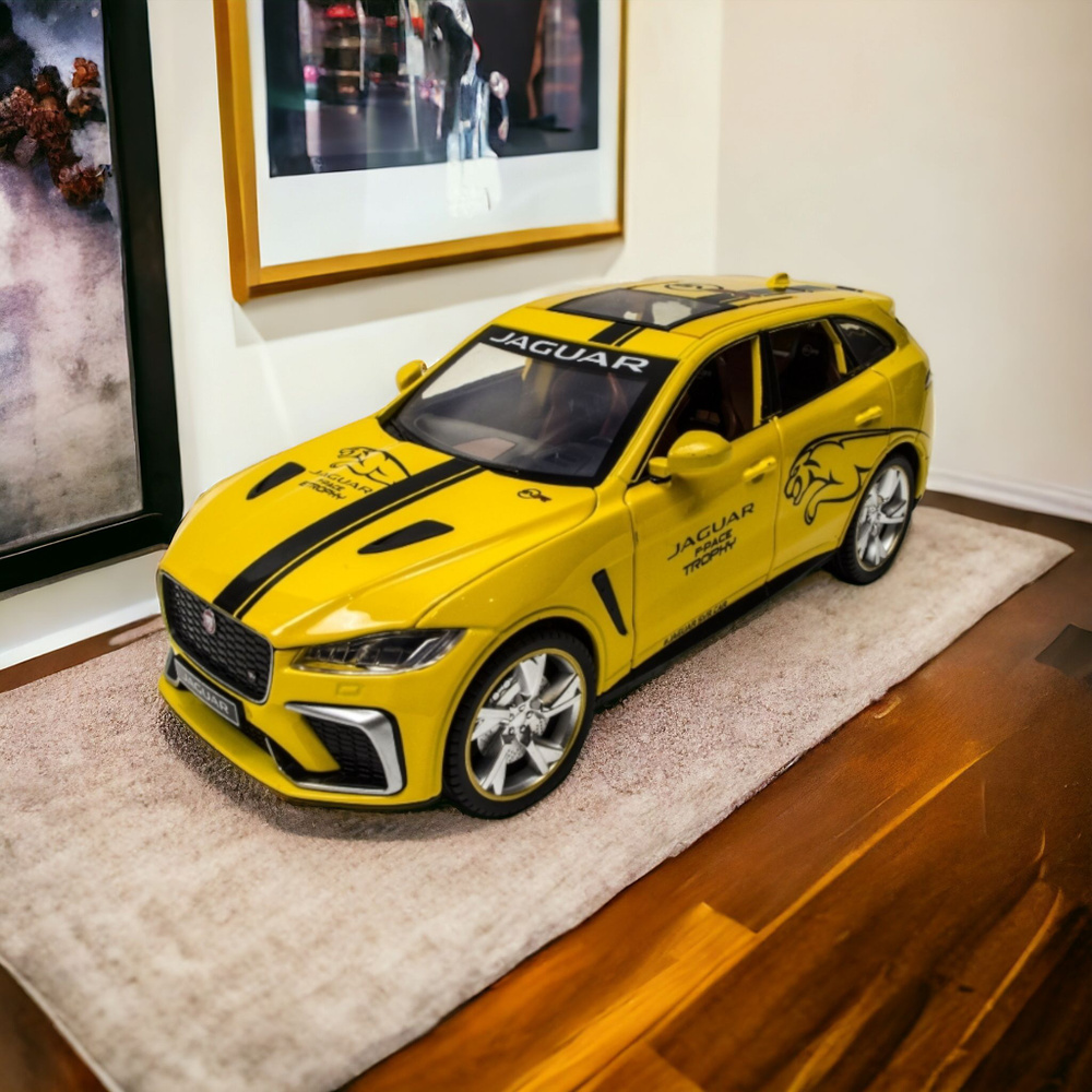 JAGUAR F-PACE TROPHY коллекционная металлическая инерционная машинка, модель 1:24 20см Ягуар с открывающимися #1