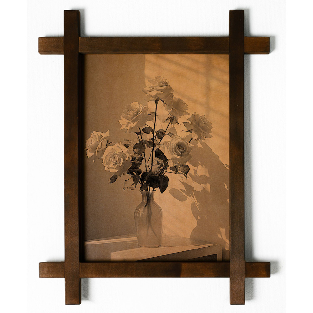 Картина "Нежные розы, натюрморт", гравировка на натуральной коже, интерьерная для украшения и декора #1