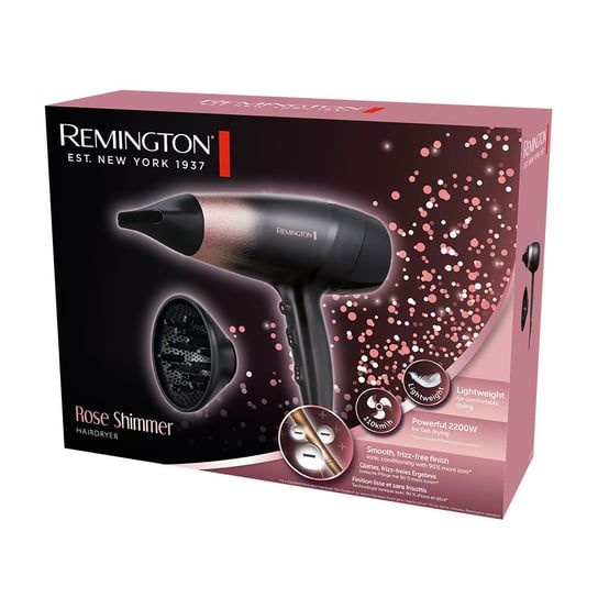 Remington Фен для волос D5305 2200 Вт, скоростей 2, кол-во насадок 2, черный, розовый  #1