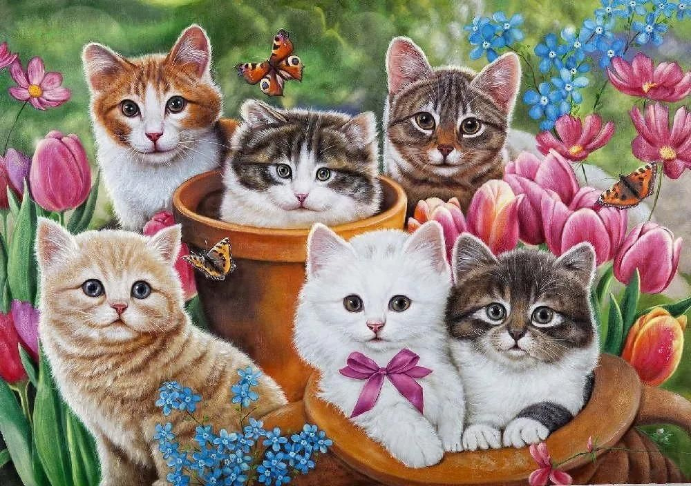Картина по номерам КНР "6 котят", 40х50 см #1