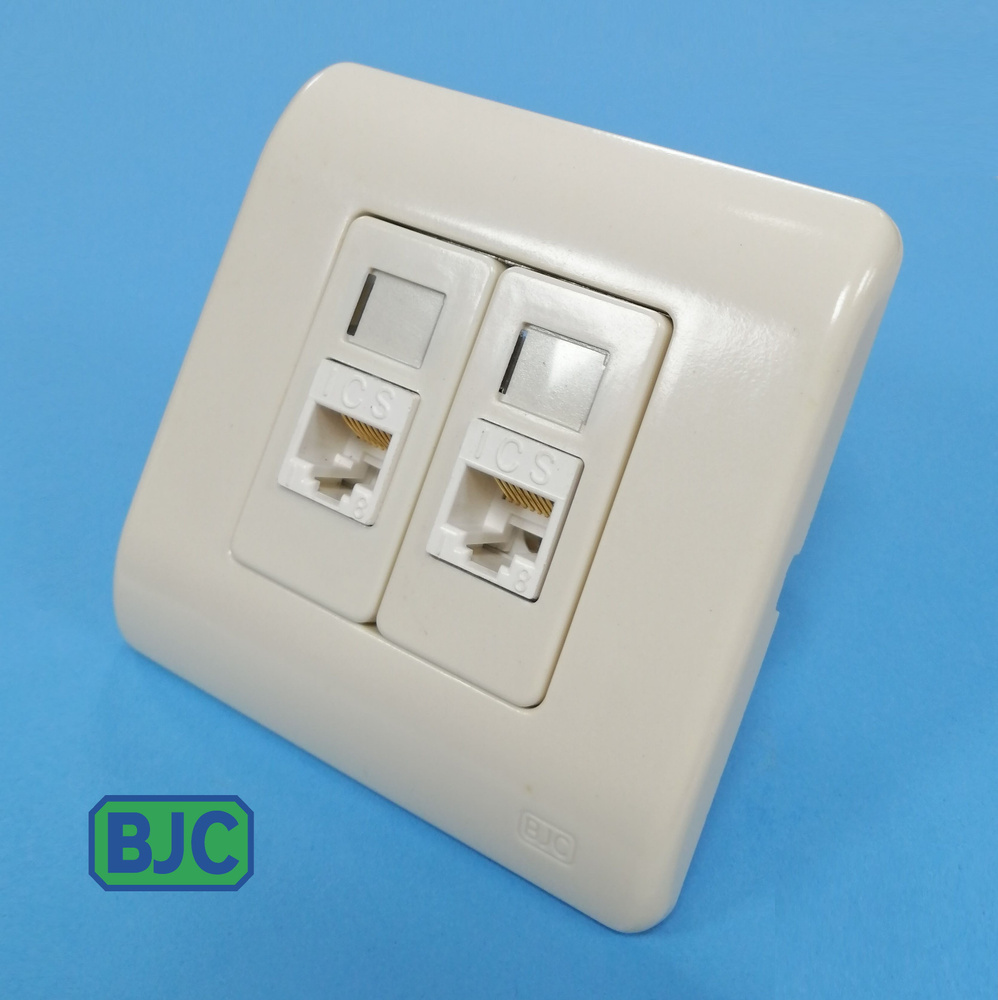 Розетка компьютерная RJ-45 Cat5e BJC двойная, бежевая #1