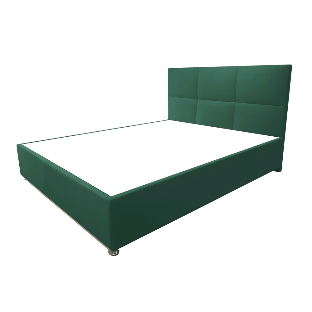 Двуспальная кровать Корсика Эко 140x200 основание металлическое с ламелями велюр зеленый ножки 13 см #1