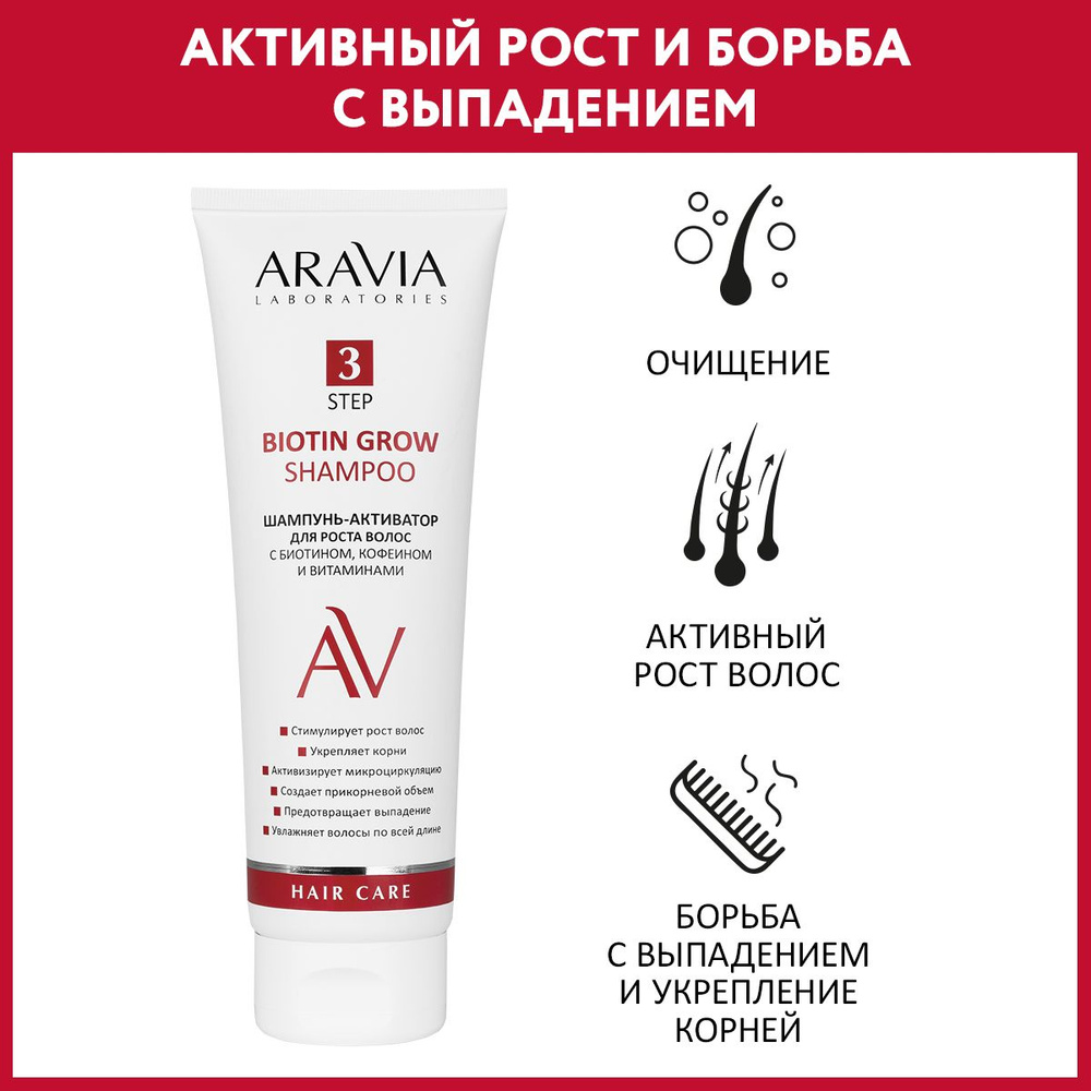 ARAVIA Laboratories Шампунь-активатор для роста волос с биотином, кофеином и витаминами Biotin Grow Shampoo, #1