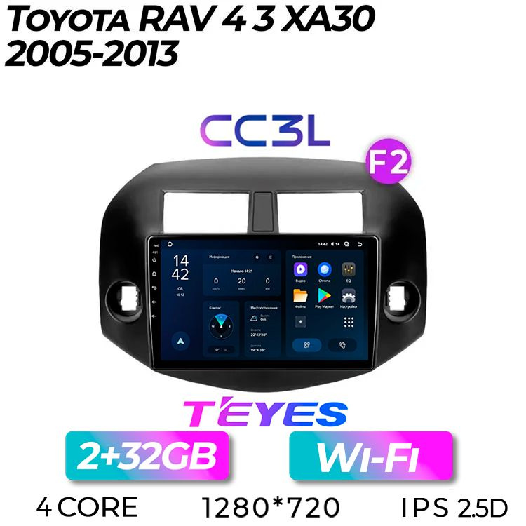 Штатная автомагнитола Teyes CC3L/ 2+32GB/ Toyota RAV4 3 XA30 F2/ Тойота Рав4 3 ХА30 гу мультимедиа автомагнитола #1