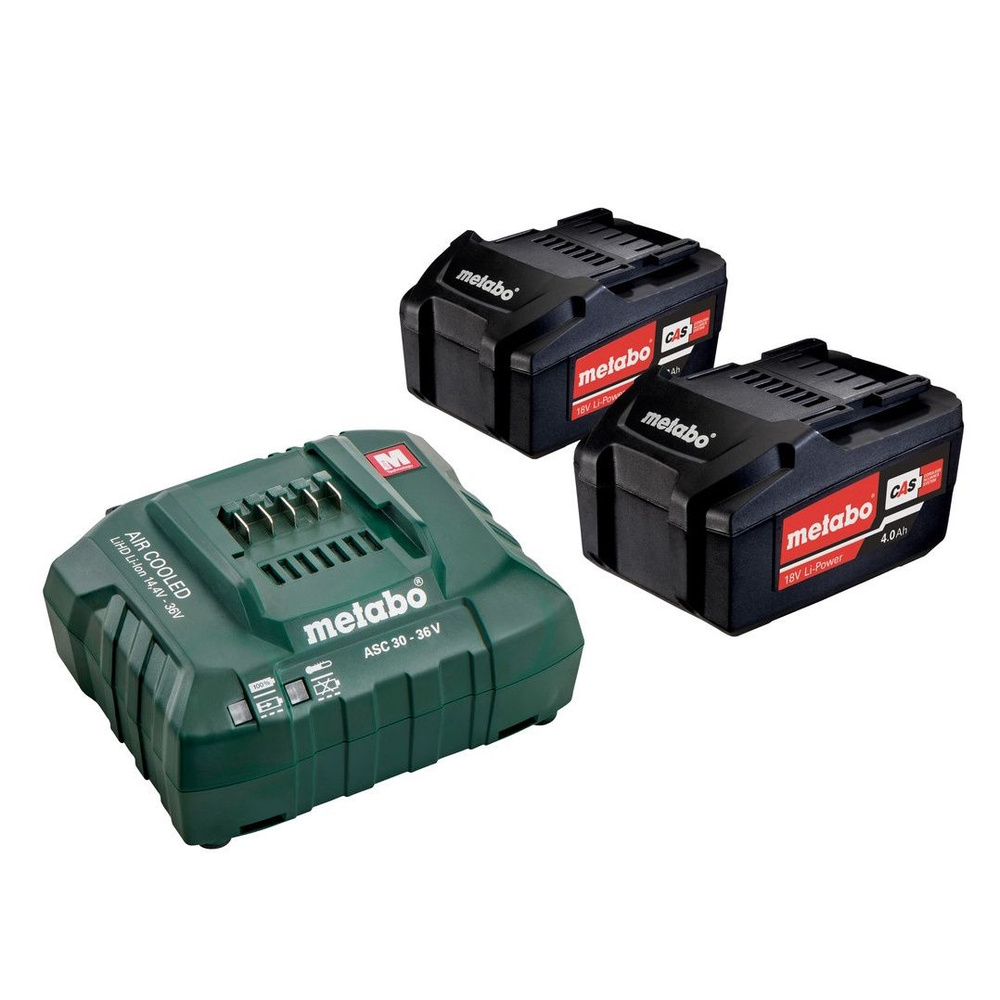 Набор Metabo Basic Set 4.0: 2 аккумулятора 25591000, Li-Ion, 18 В, 4 Ач и зарядное устройство ASC 55, #1