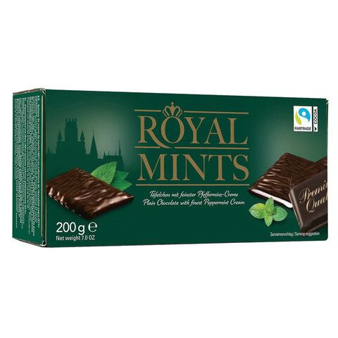 Шоколад порционный HALLOREN "Royal Mints" с мятной начинкой, 200 г, картонная коробка, 40659  #1