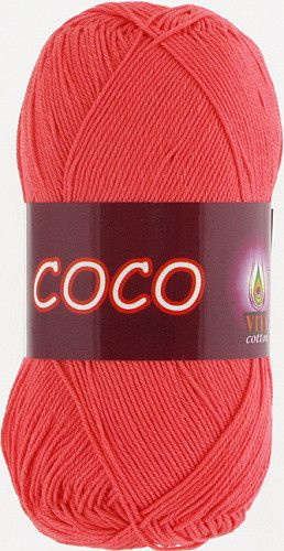 Пряжа Сoco (Vita cotton),цвет 4308 коралловый, 5 мотков, 50гр/240м,100% хлопок двойной мерсеризации,Индия #1