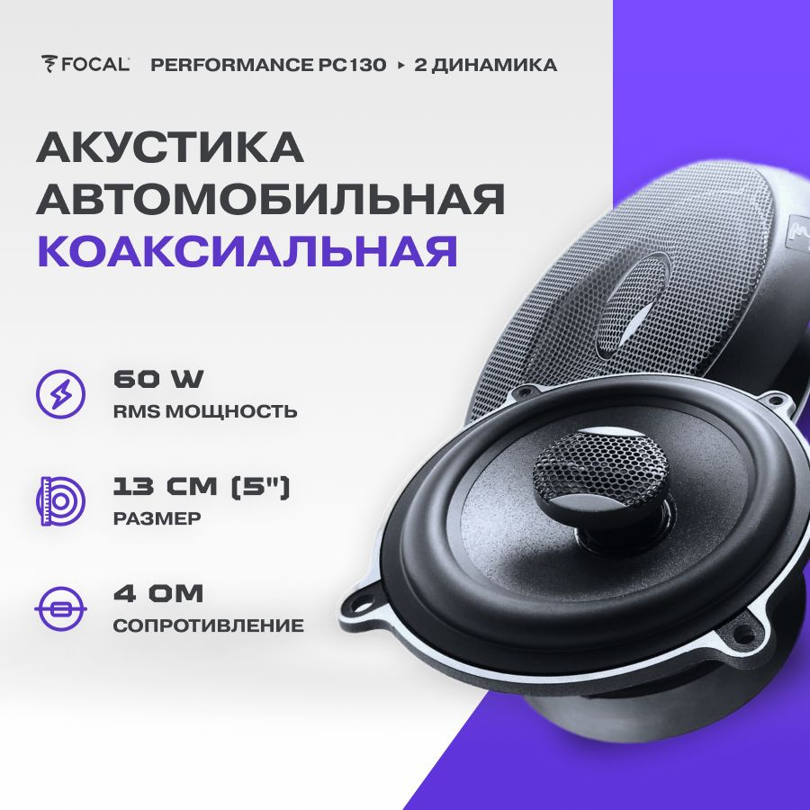 Акустика коаксиальная Focal Performance PC130 / Колонки автомобильные/ Динамики автомобильные  #1