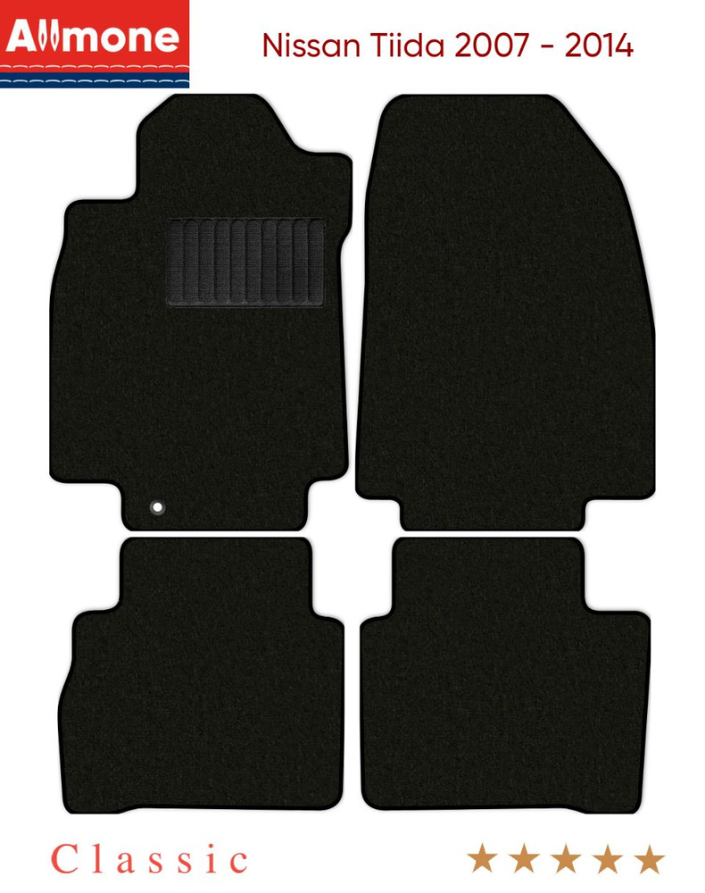Коврики автомобильные в салон "Классик" для Nissan Tiida (C11) 2007 - 2014, черные, 4шт. / Ниссан Тиида #1