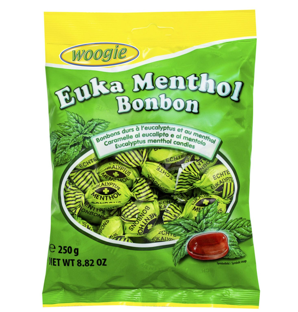 Натуральные Ментоловые Леденцы Woogie Euka Menthol Bonbon со вкусом ментола 175г (Австрия)  #1