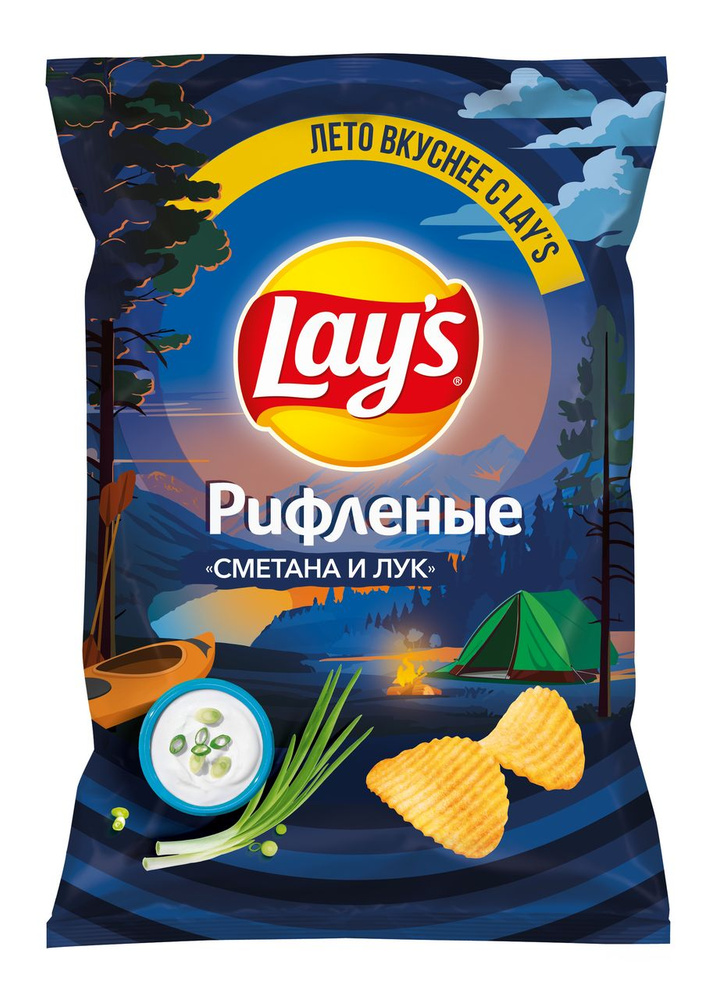 Чипсы Lay's Max рифленые Сметана и лук, 140г, 3 шт. #1