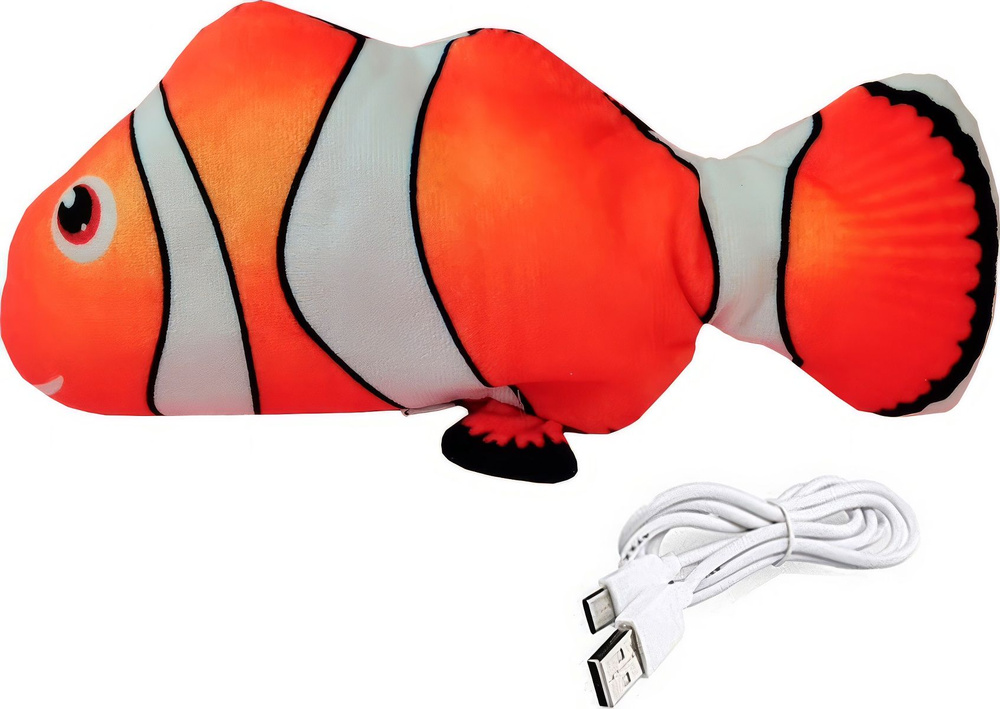 Homecat Игрушка Рыба на USB зарядке для кошек, интерактивная, шевелящаяся, 25 см  #1