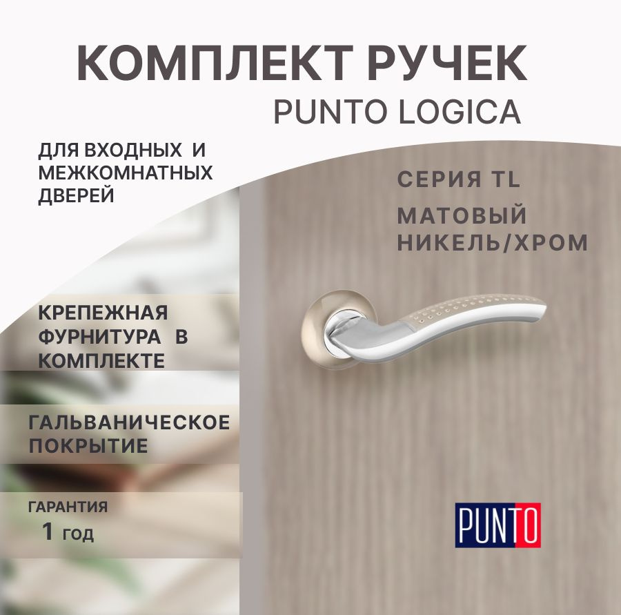 Ручка Punto (Пунто) раздельная R.TL54.LOGICA (LOGICA TL) 140mm SN/CP-3 матовый никель/хром  #1