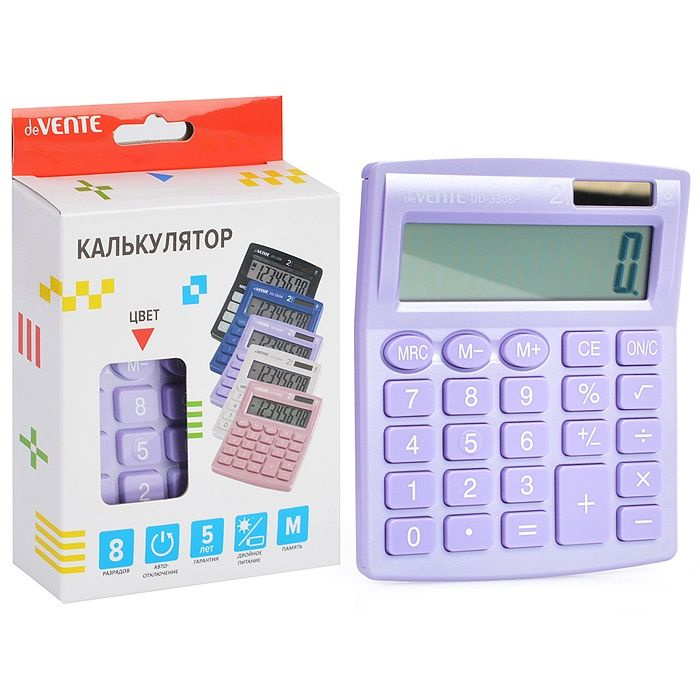 Калькулятор настольный deVENTE 105x127x21 мм, 8 разрядный, в коробке (4031328)  #1
