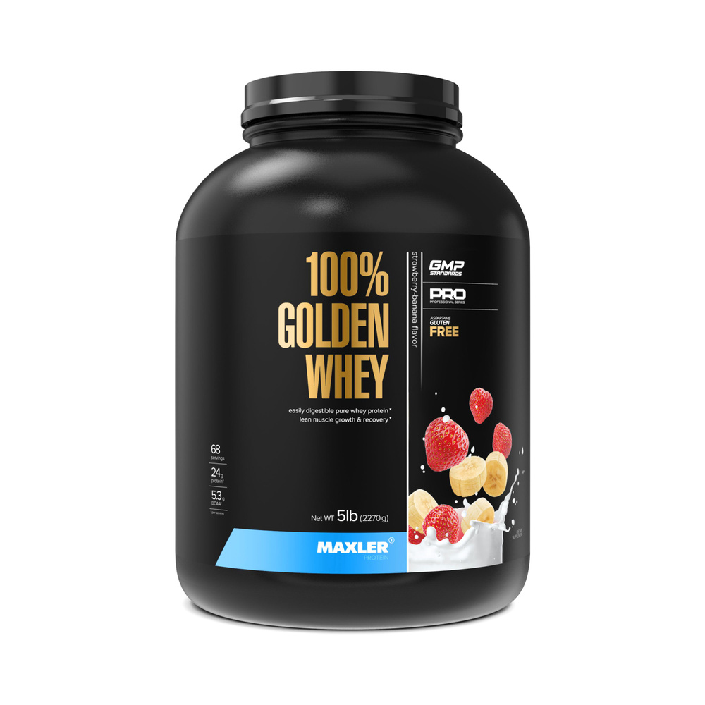 Протеин сывороточный Maxler 100% GOLDEN WHEY 2270г Клубника Банан #1